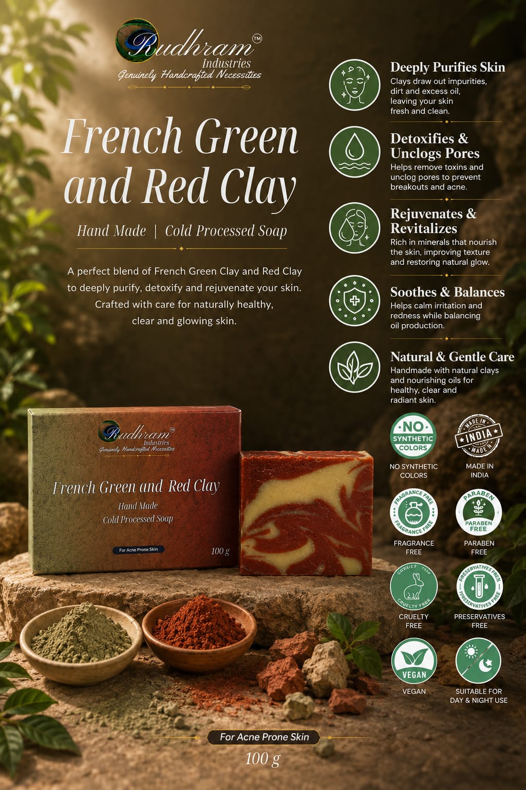 French Green and Red Clay Soap