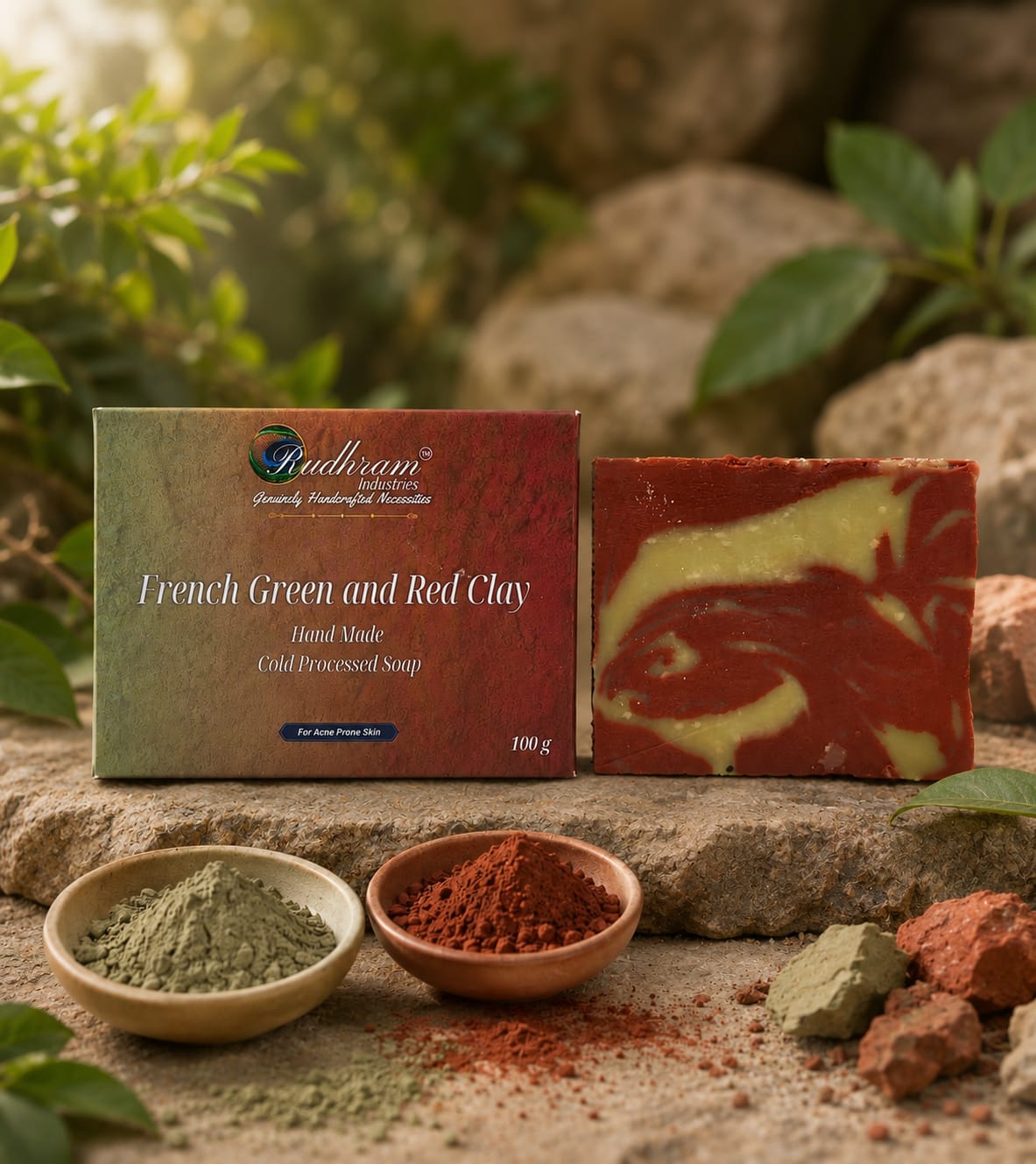 French Green and Red Clay Soap