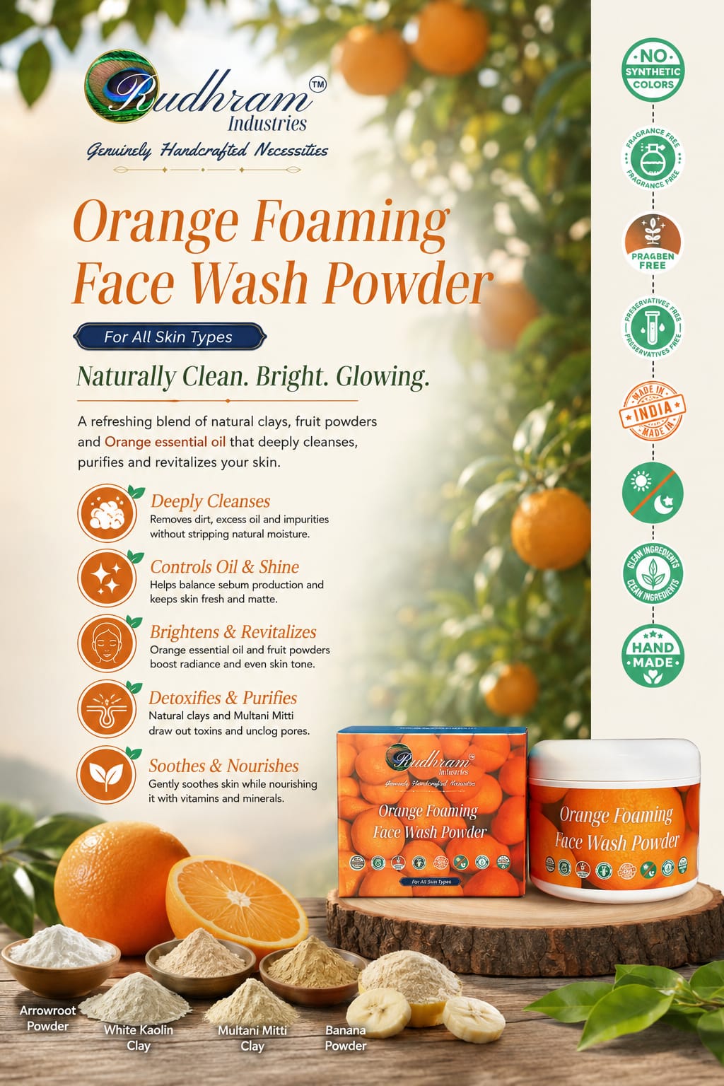 Orange Foaming Facewash Powder