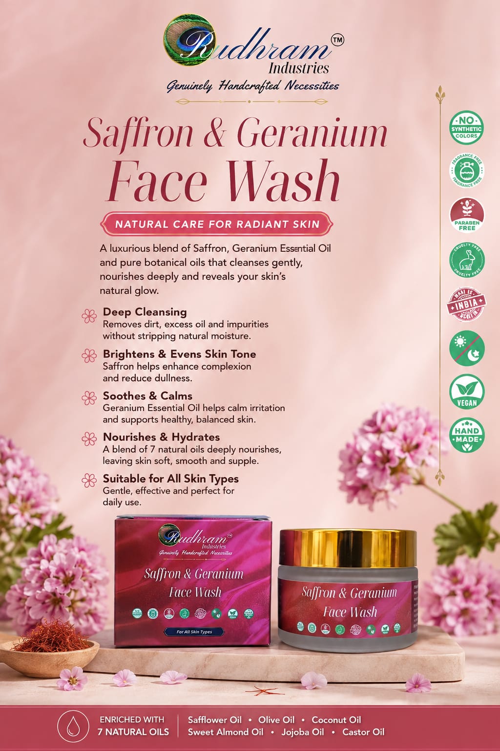 Saffron & Geranium Face Wash