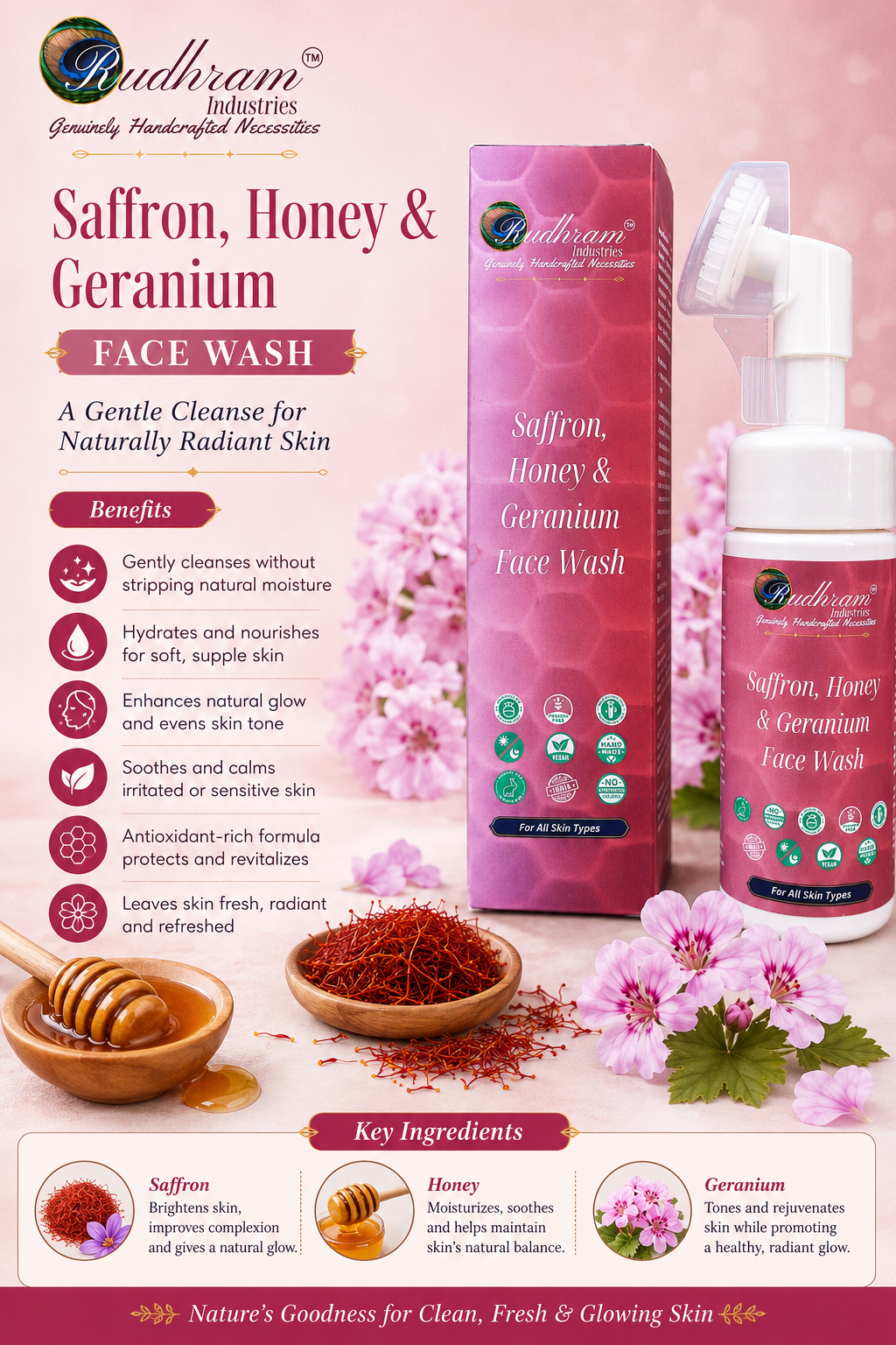 Saffron, Honey & Geranium Face Wash